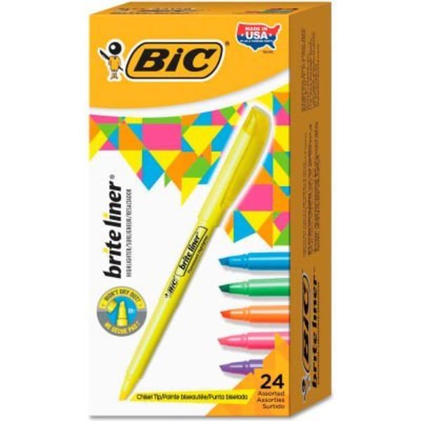 Bic BIC Brite Liner Highlighter, Chisel Tip, Assorted Colors, 24/Set BL241-AST